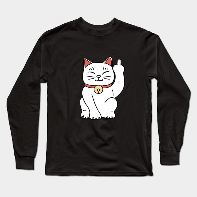 Lucky cat middle finger Lucky Cat Long Sleeve T Shirt TeePublic